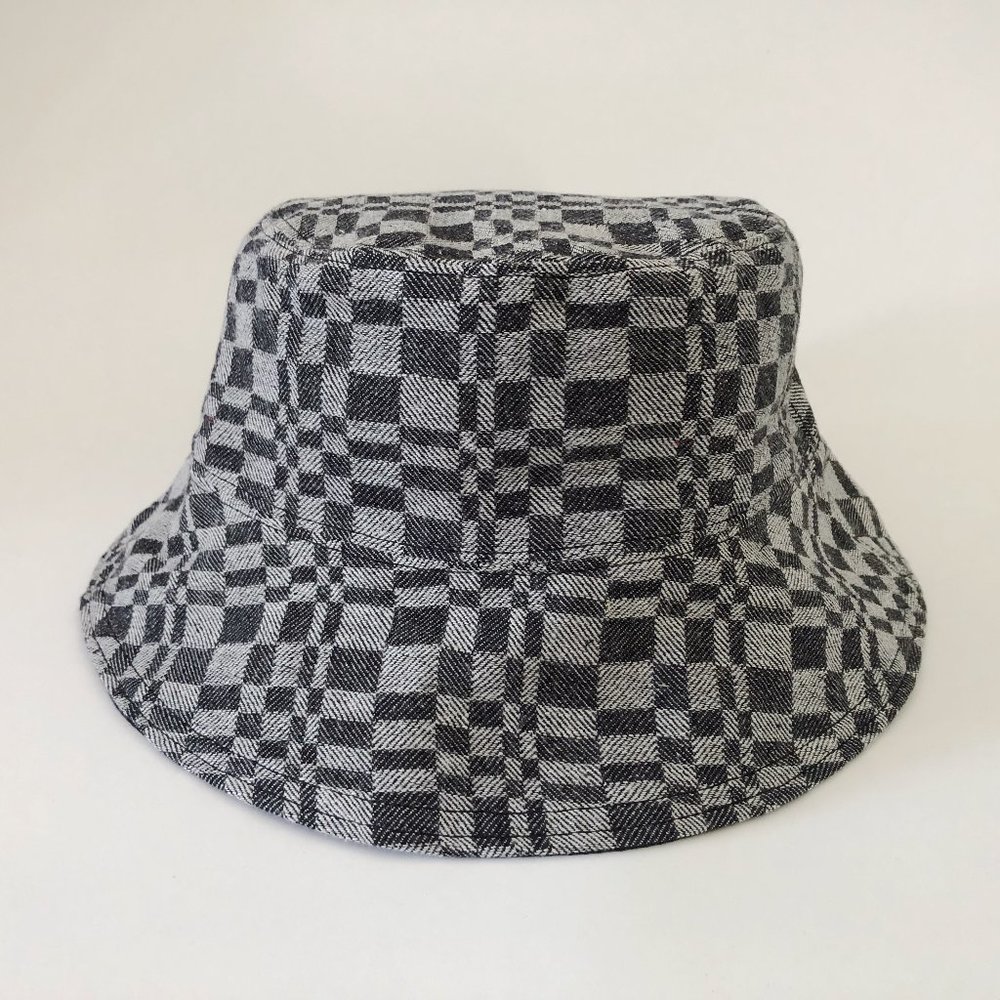 Handmade Gray Varied Check Bucket Hat